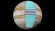 This animation depicts Jupiter's atmospheric circulation cells (airflow circulation cells that flow in the north-south, up-down plane) beneath the clouds.