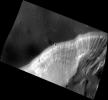 This image from NASA's MESSENGER spacecraft shows the wall of a volcanic vent located between the Rachmaninoff basin and Copland crater.