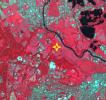 NASA's Terra spacecraft shows Runnymede meadow, a short drive from Windsor, England, west of London, near the Thames.